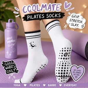 Non Slip Grip Yoga Pilates Barre Crew Moon Star Anti Slip Workout Socks